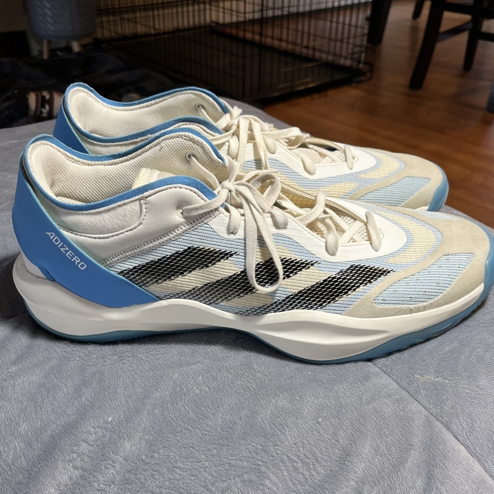Adidas Adizero Select 2.0 White Cobalt Blue Basketball Shoes IE7869 M Size 14.5